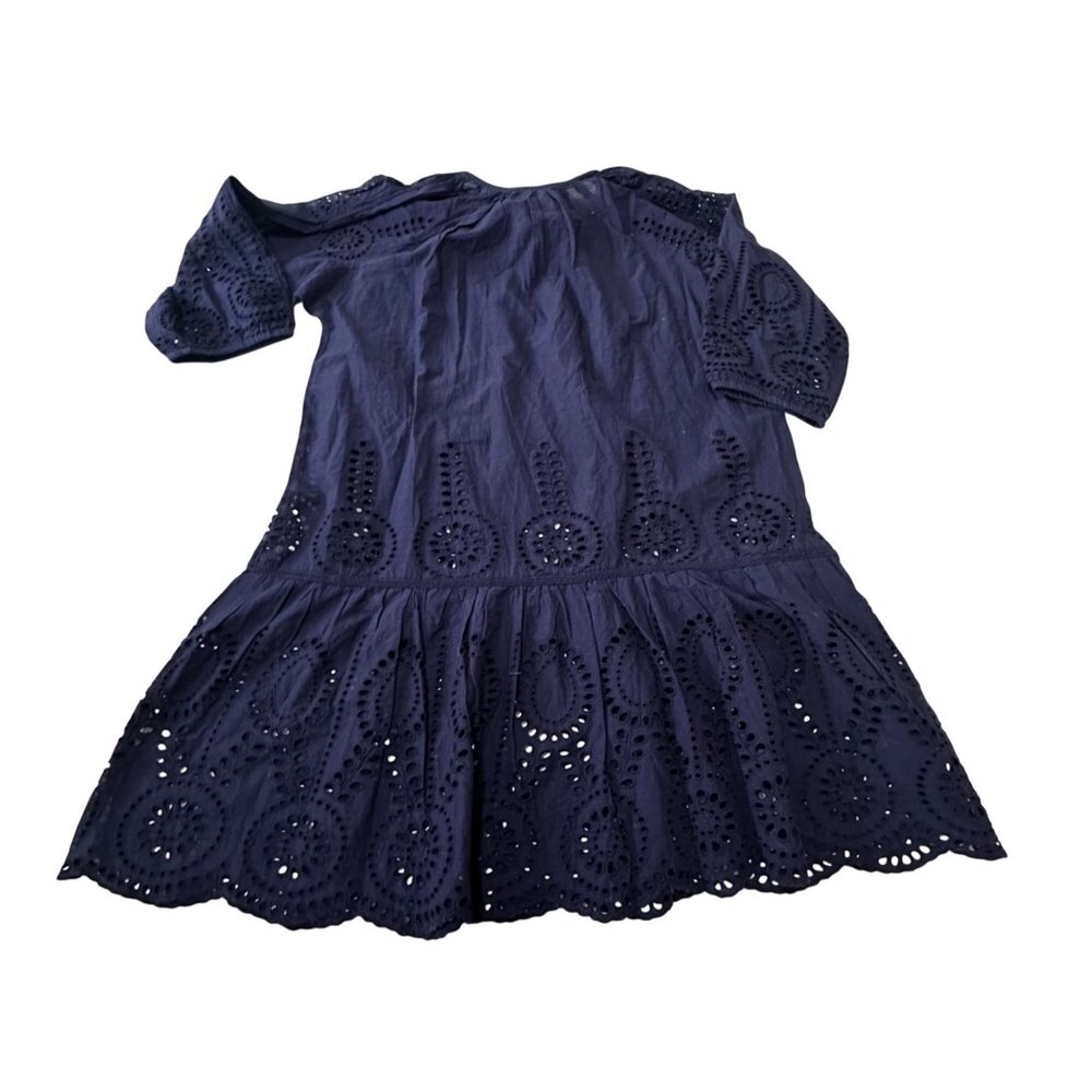 Melissa Odabash Ashley Eyelet Cotton Cover-up  Mini Dress, Size S Navy NWT - Picture 11 of 16